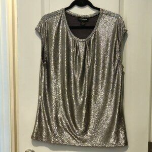 Liz Claiborne Career silver metallic dressy top, XL